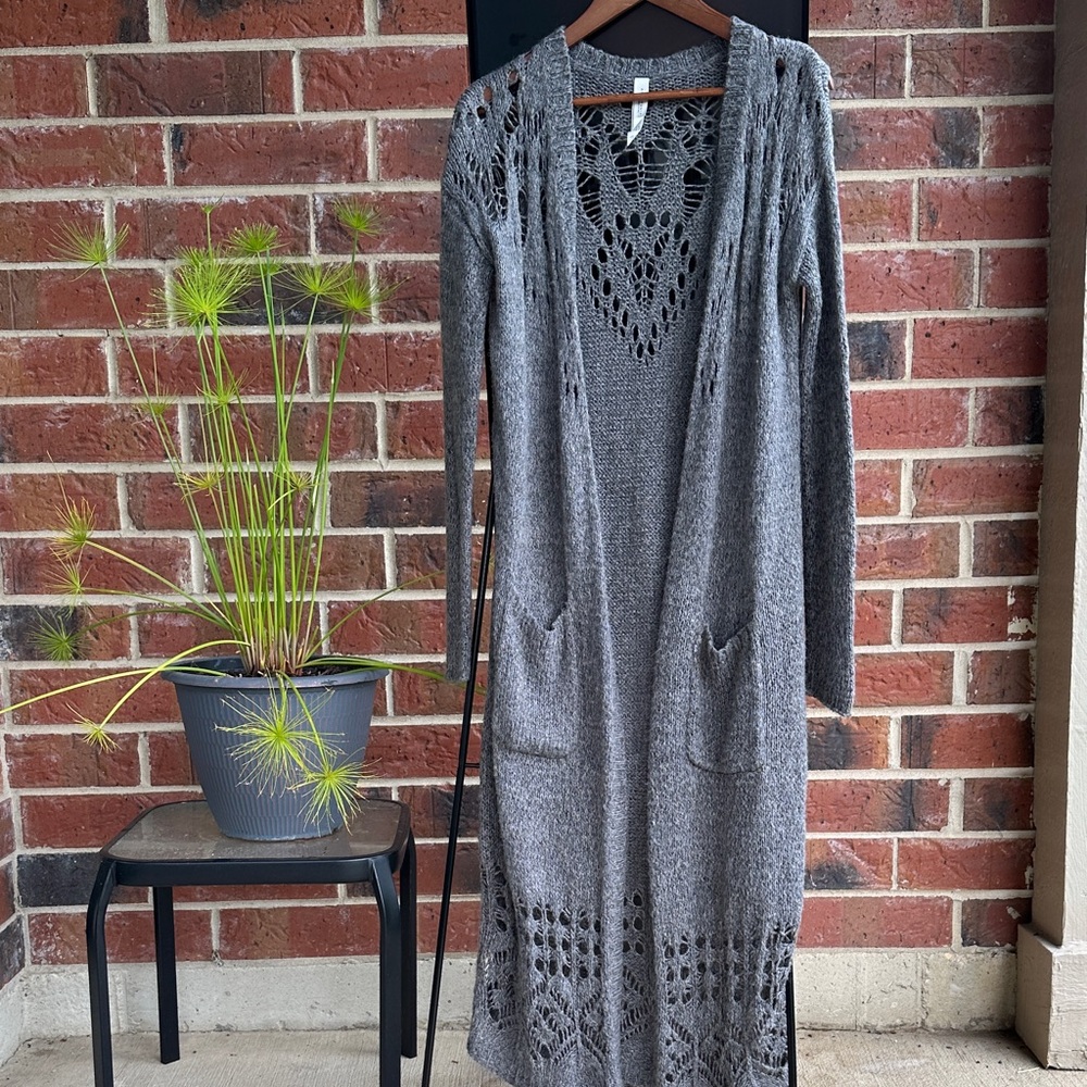 Aeropostale Heather Gray Knit Cardigan